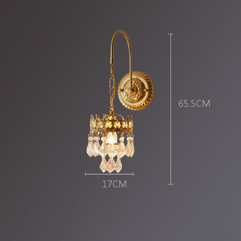 French Crown Crystal Wall Lamp