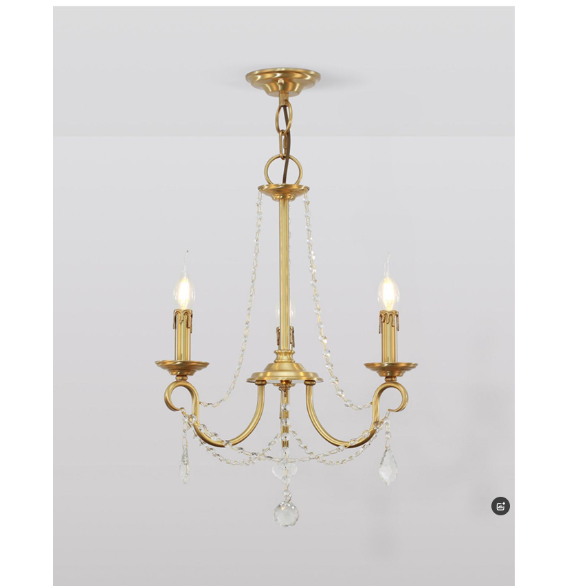 Aure Brass Crystal Chandelier Lamp