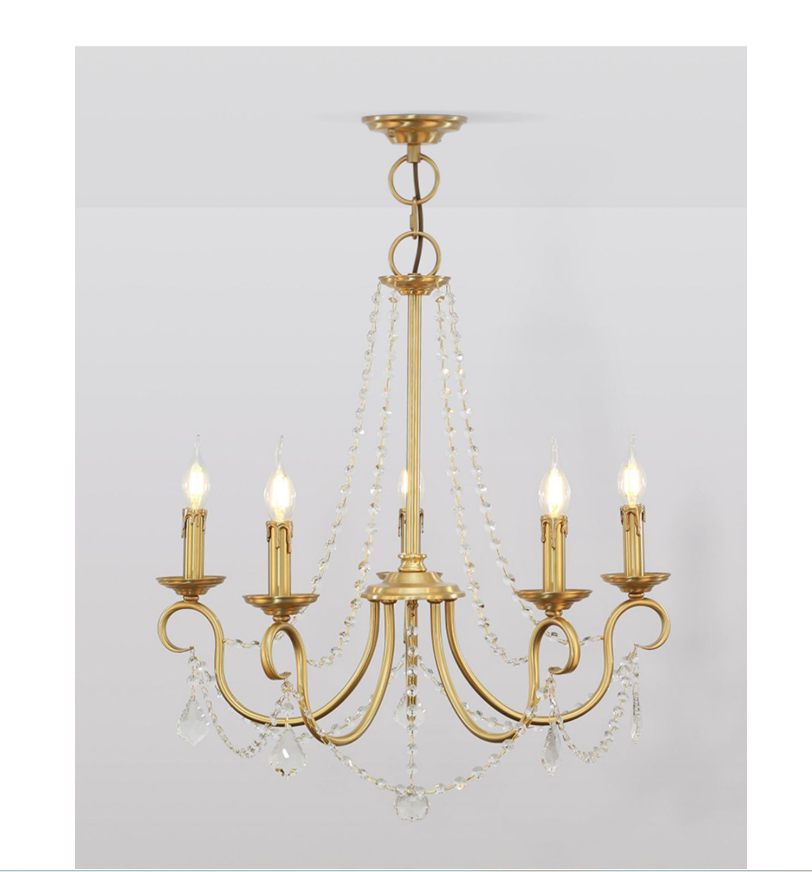 Aure Brass Crystal Chandelier Lamp