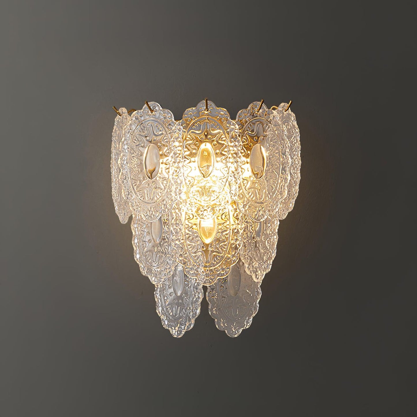 Carved Leaves Transparent Glass Wall Lamp