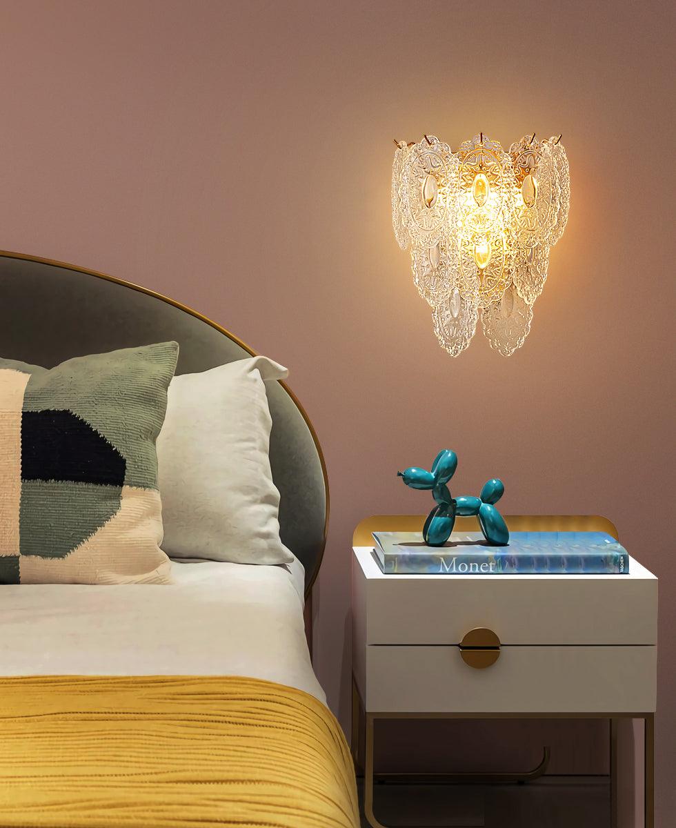 Carved Leaves Transparent Glass Wall Lamp