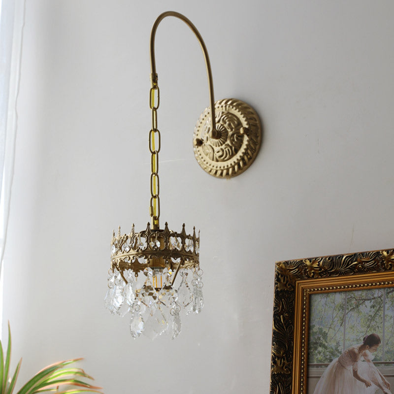 French Crown Crystal Wall Lamp