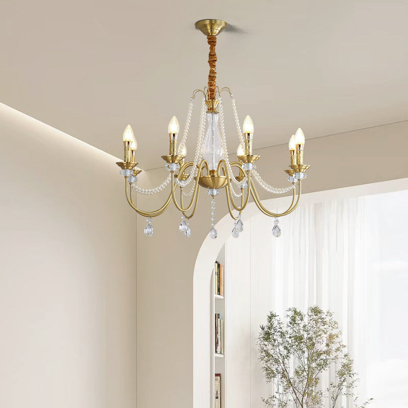 Kina Brass Crystal Candle Chandelier Lamp