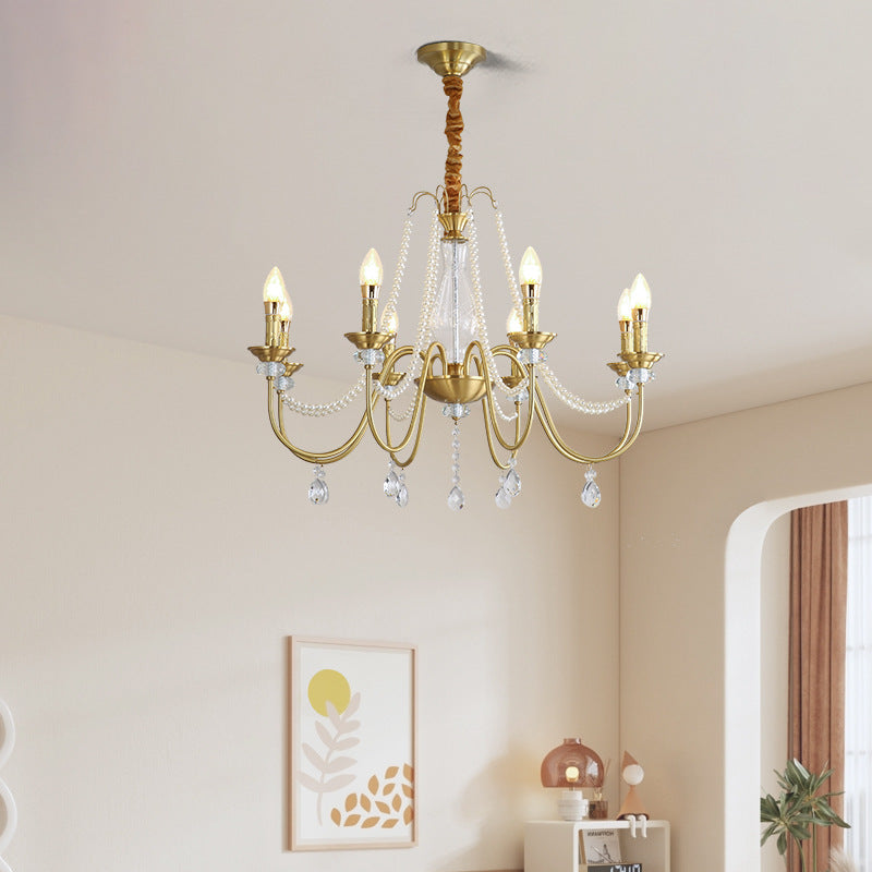 Kina Brass Crystal Candle Chandelier Lamp