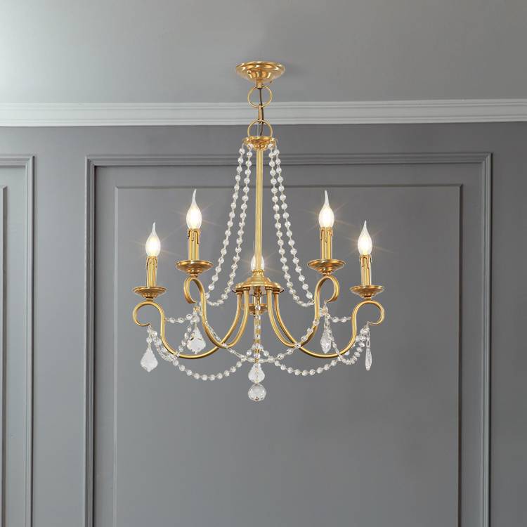 Aure Brass Crystal Chandelier Lamp