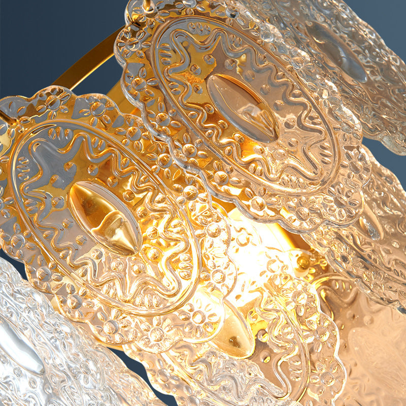 Carved Leaves Transparent Glass Wall Lamp