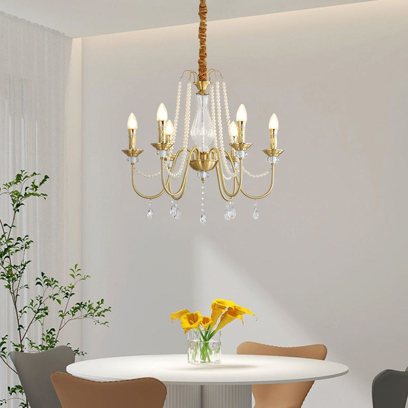 Kina Brass Crystal Candle Chandelier Lamp
