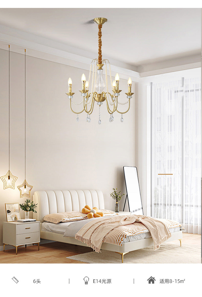 Kina Brass Crystal Candle Chandelier Lamp