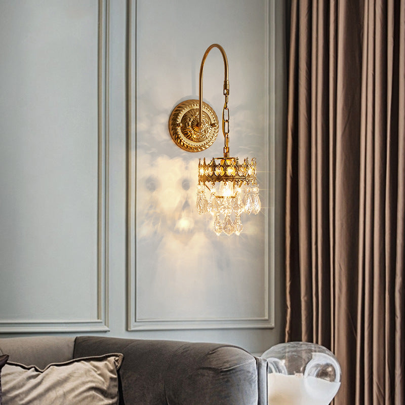 French Crown Crystal Wall Lamp