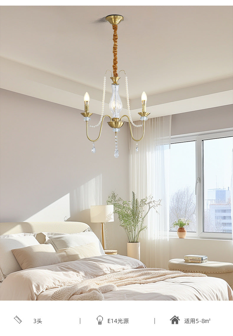 Kina Brass Crystal Candle Chandelier Lamp