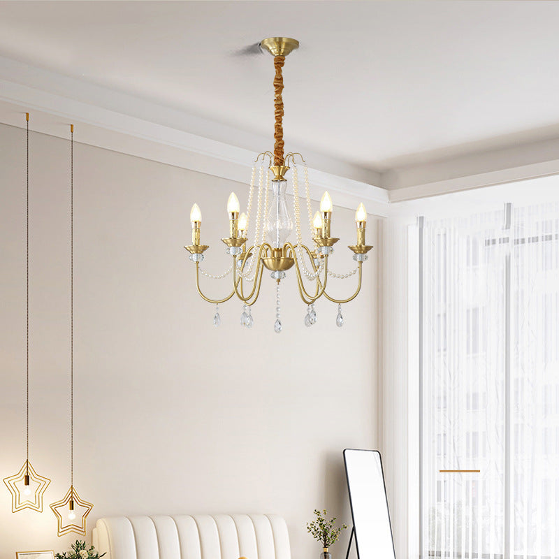Kina Brass Crystal Candle Chandelier Lamp