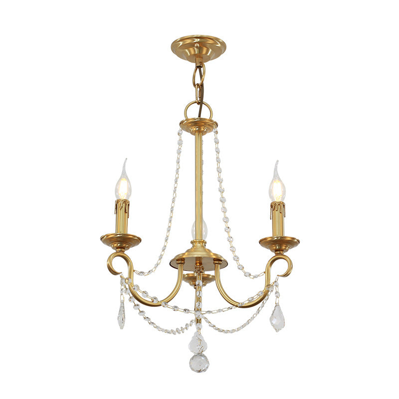 Aure Brass Crystal Chandelier Lamp
