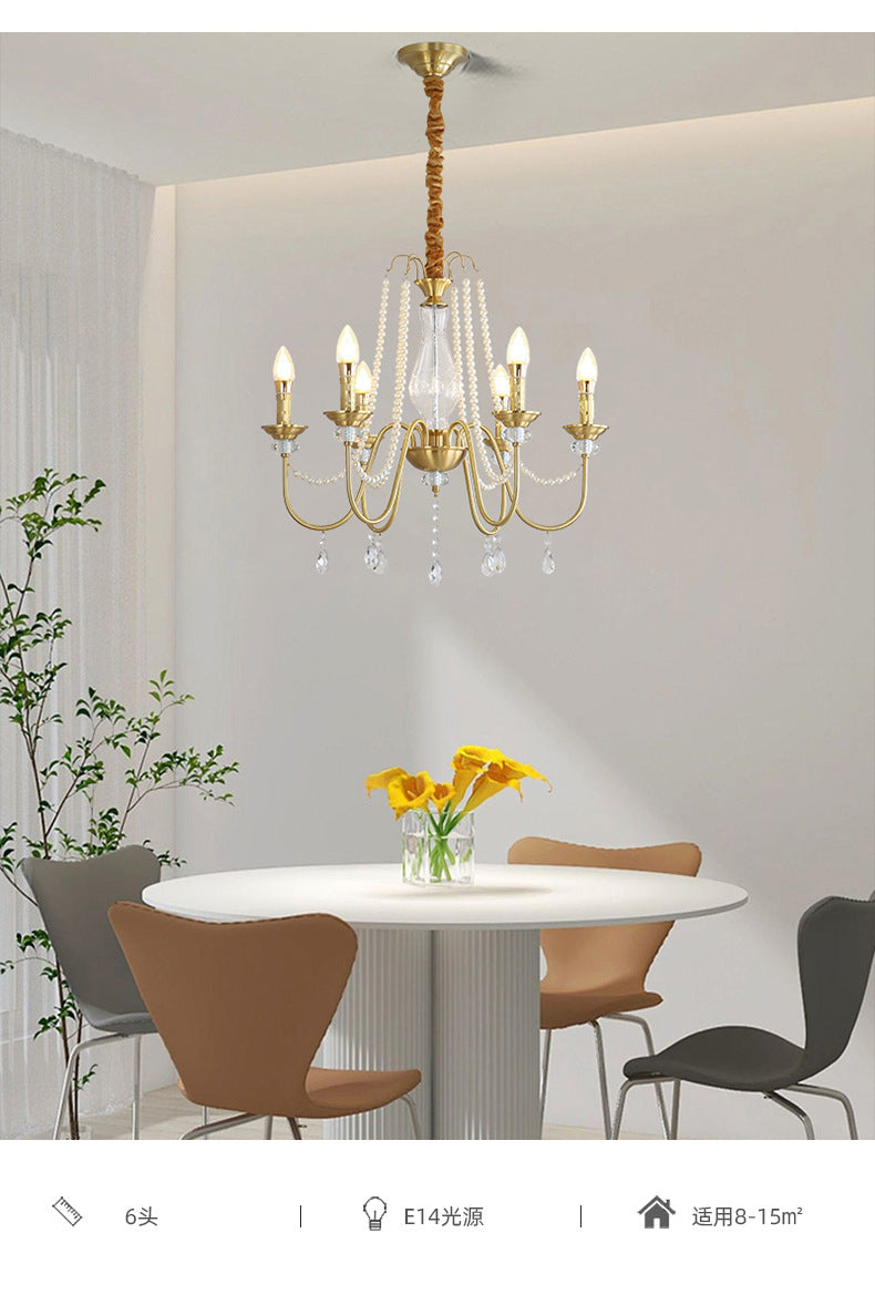 Kina Brass Crystal Candle Chandelier Lamp