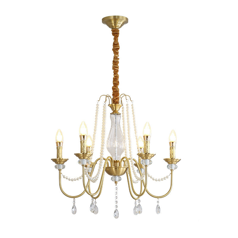 Kina Brass Crystal Candle Chandelier Lamp