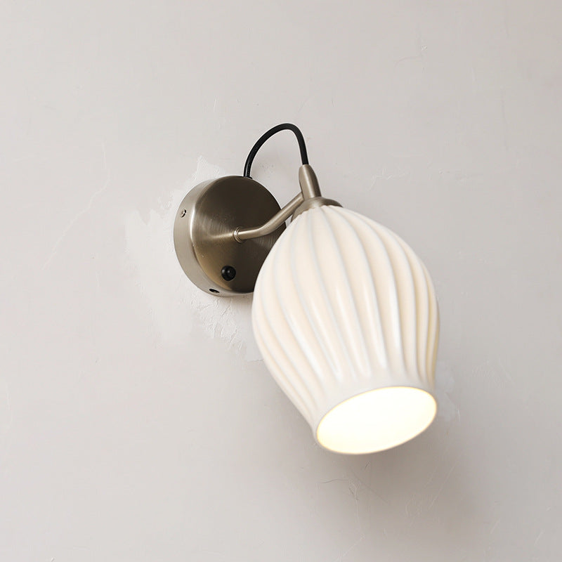 Ceramic Ribbed Flower Wall Lamp