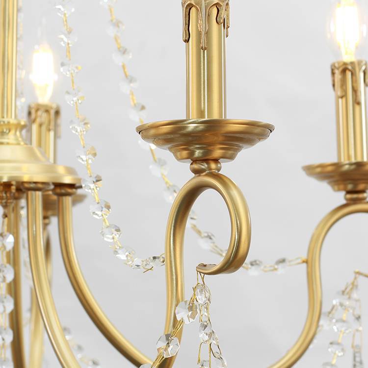 Aure Brass Crystal Chandelier Lamp