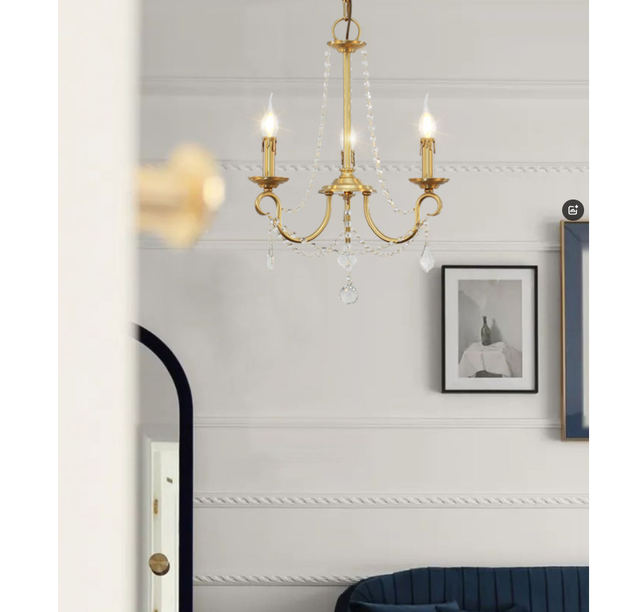 Aure Brass Crystal Chandelier Lamp
