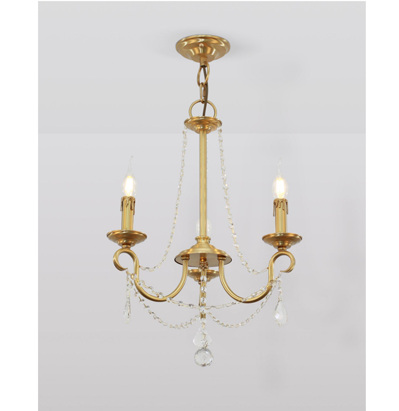 Aure Brass Crystal Chandelier Lamp