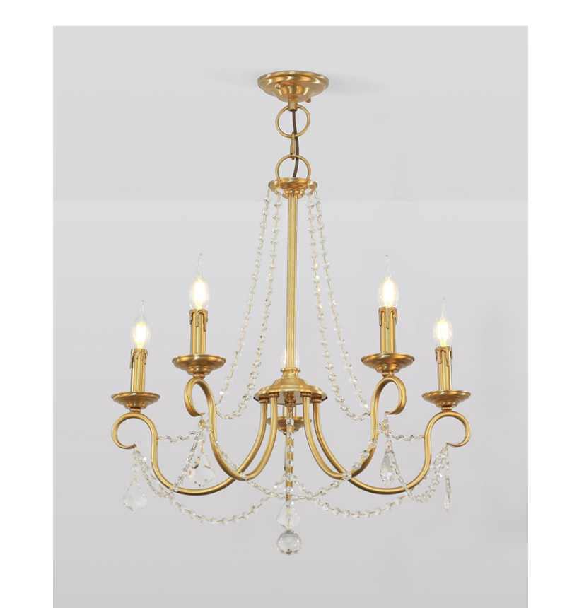 Aure Brass Crystal Chandelier Lamp