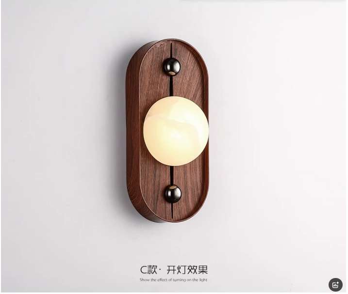 Alabaster Marble Walnut Wall Sconce