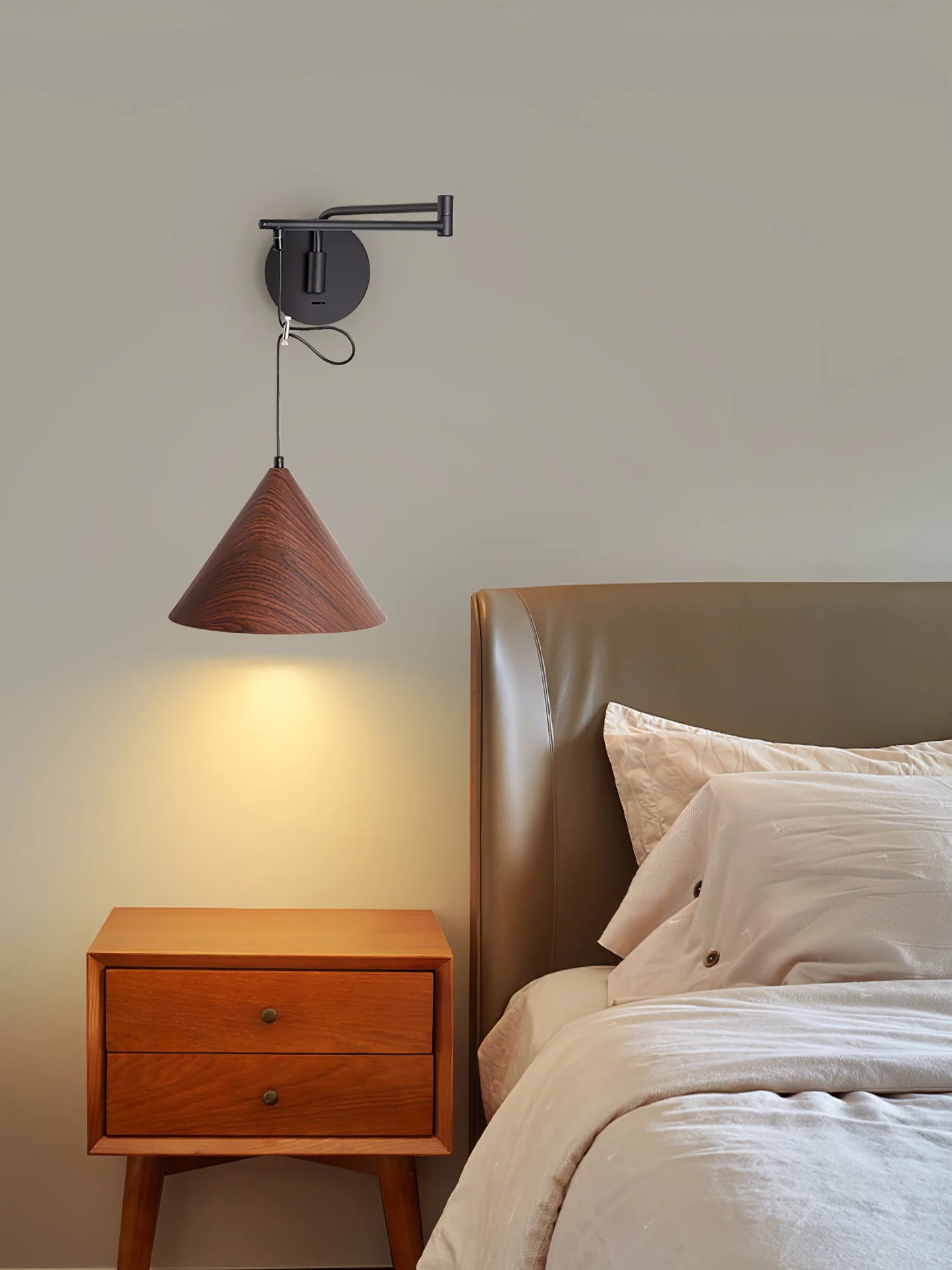 Wood Grain Conical Wall Lamp