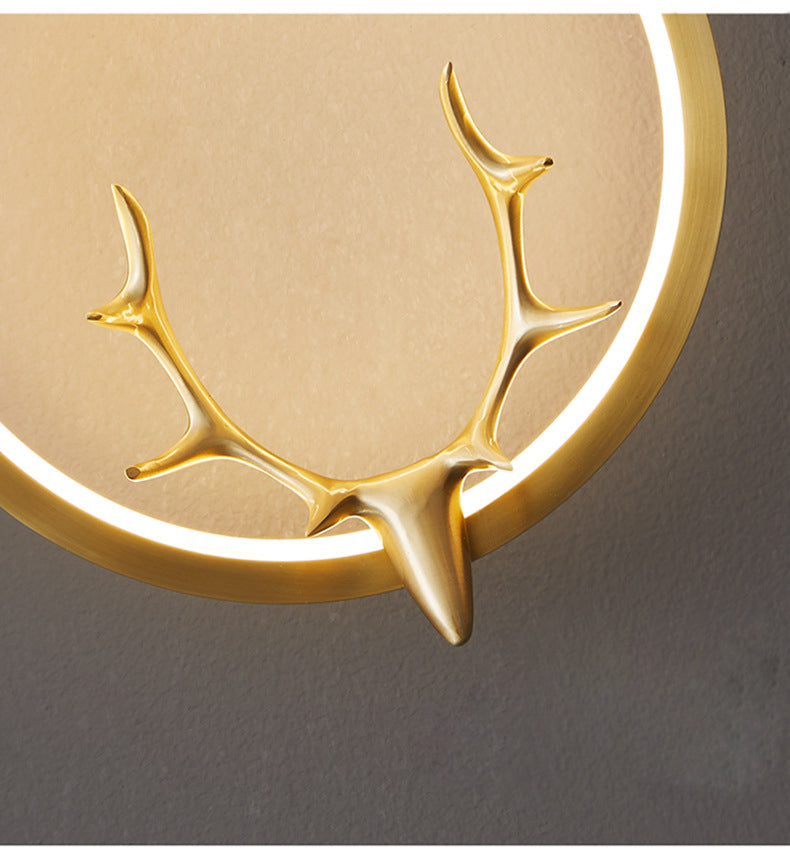 Round Golden Antler Wall Lamp