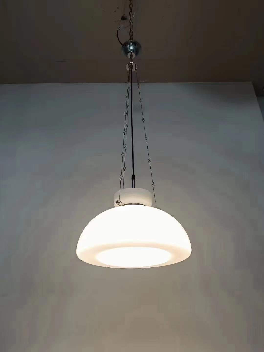 1-Light Semi Dome Pendant Light.Opal Glass