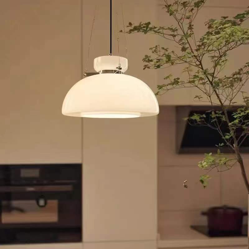 1-Light Semi Dome Pendant Light.Opal Glass