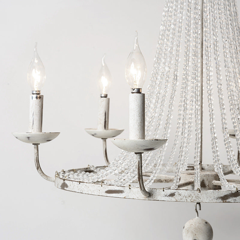 Aged Iron Wrought Crystal Chandelier