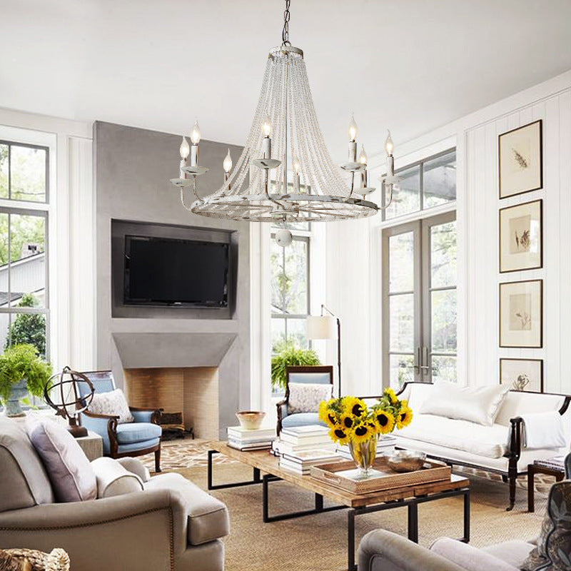 Aged Iron Wrought Crystal Chandelier