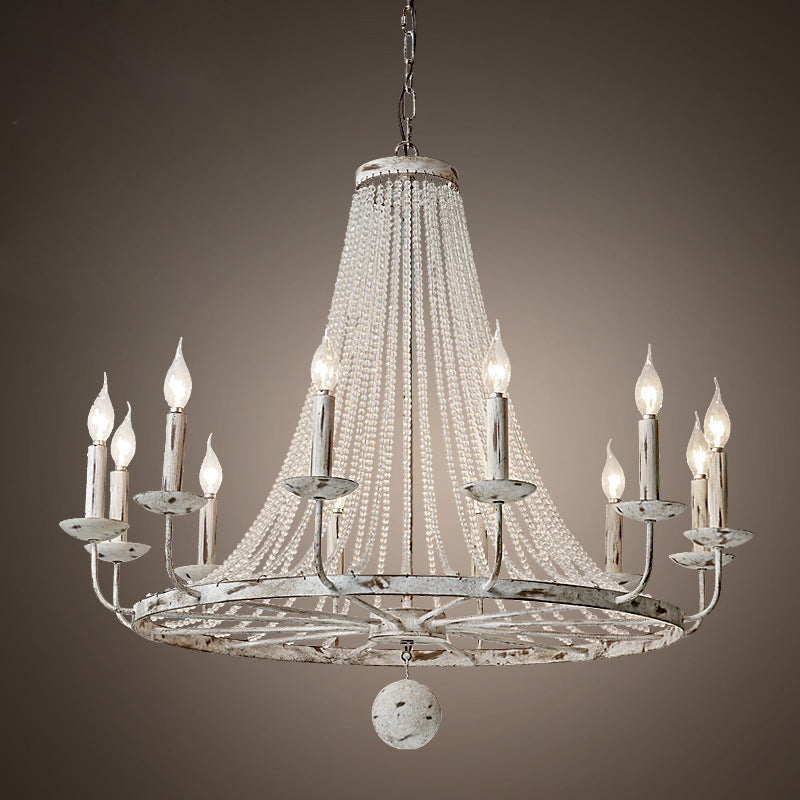 Aged Iron Wrought Crystal Chandelier