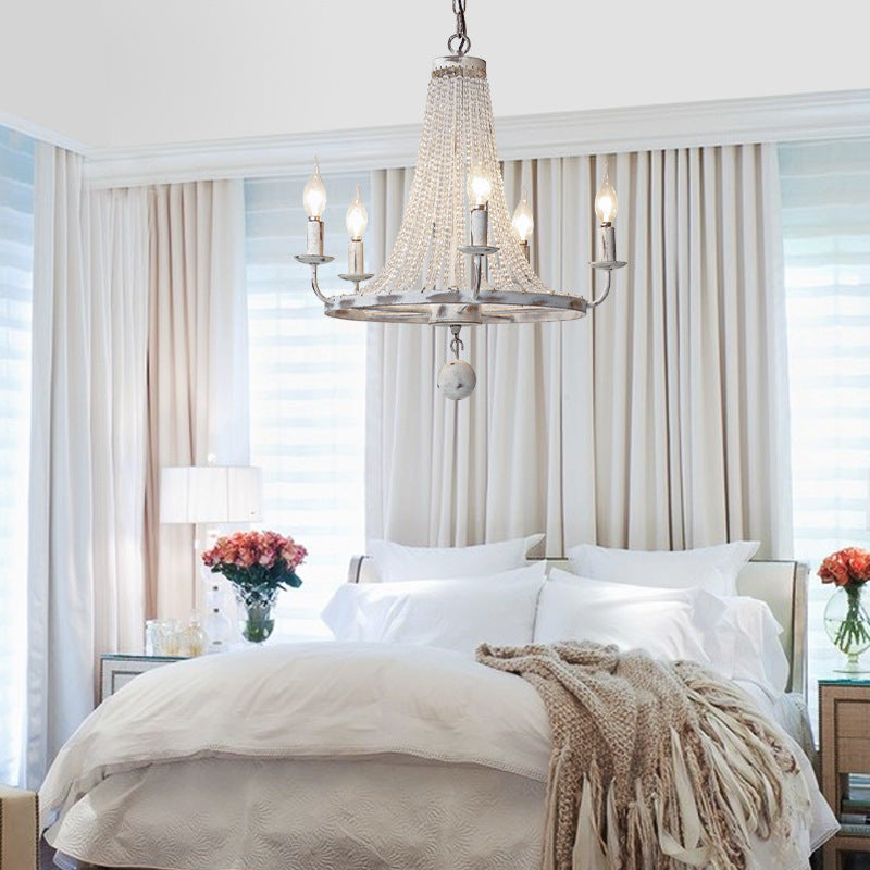 Aged Iron Wrought Crystal Chandelier
