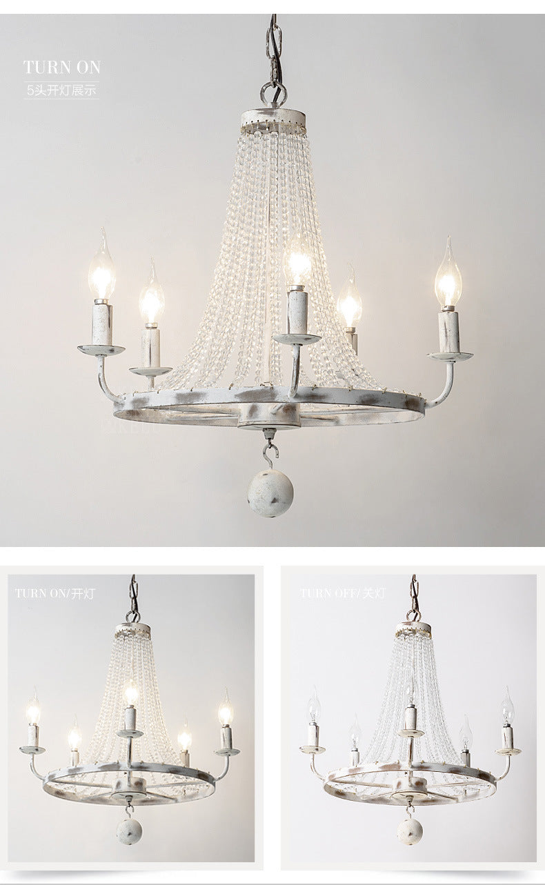 Aged Iron Wrought Crystal Chandelier