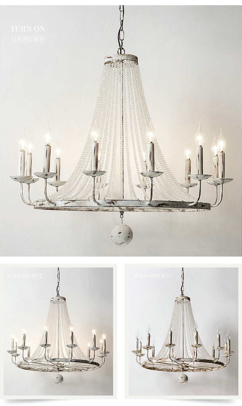 Aged Iron Wrought Crystal Chandelier