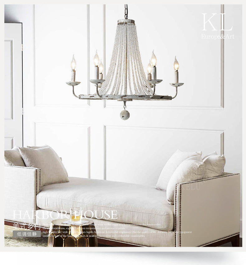 Aged Iron Wrought Crystal Chandelier