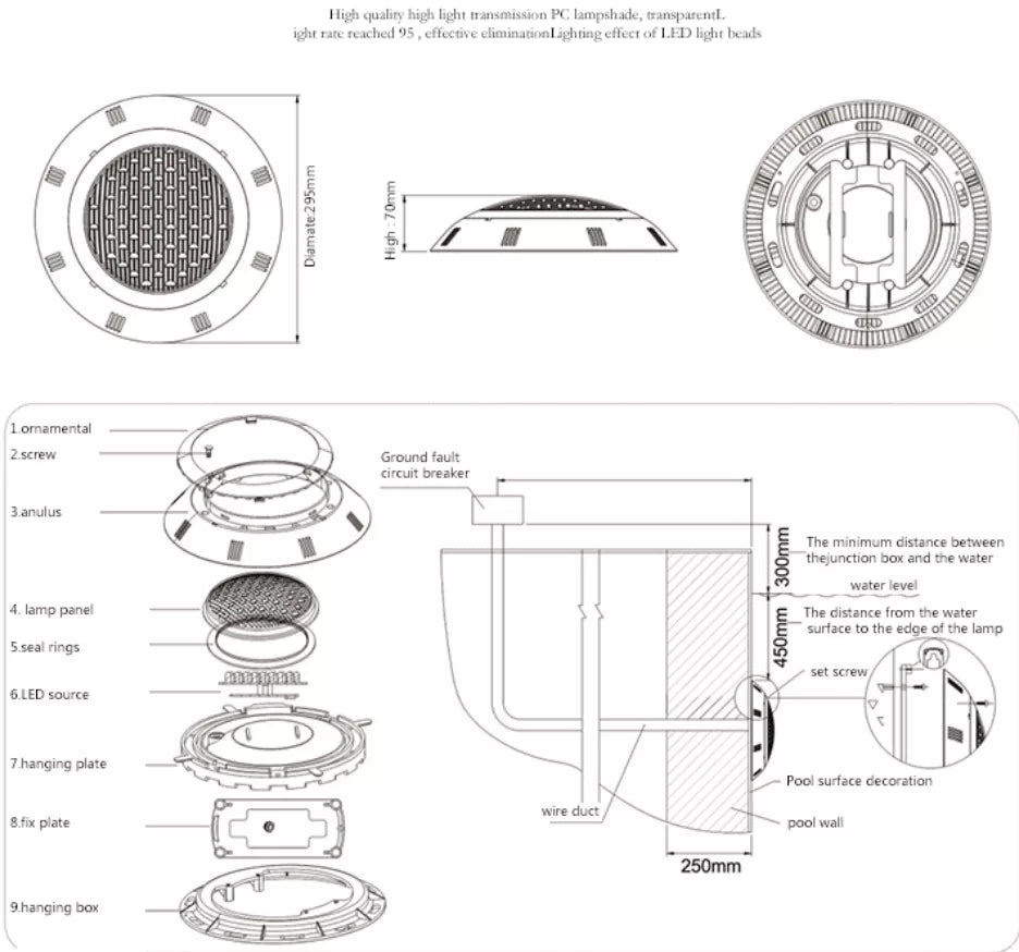 Surface Mounted Underwater RGB LED Pool Light
