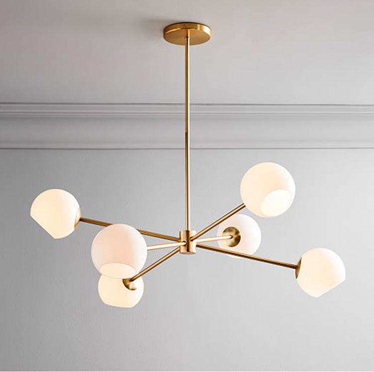 6-Light Notch Branches Glass Chandelier