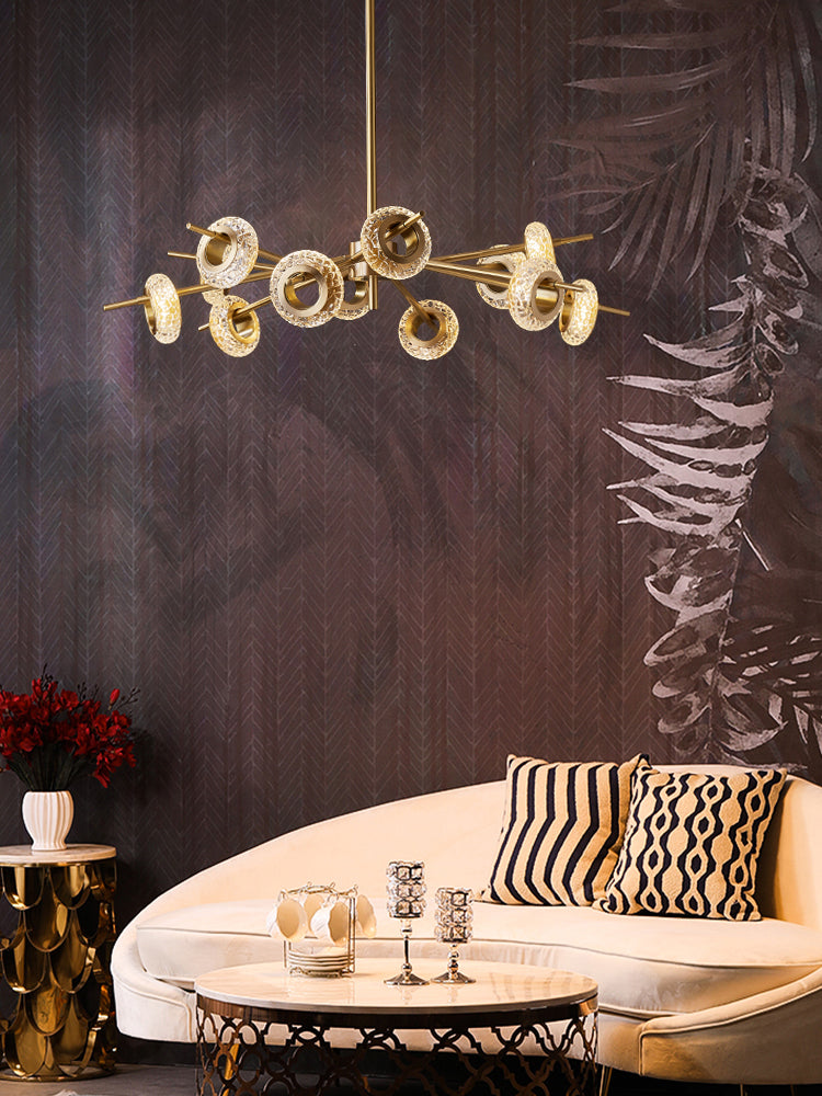 LED Crystal Brass Chandelier
