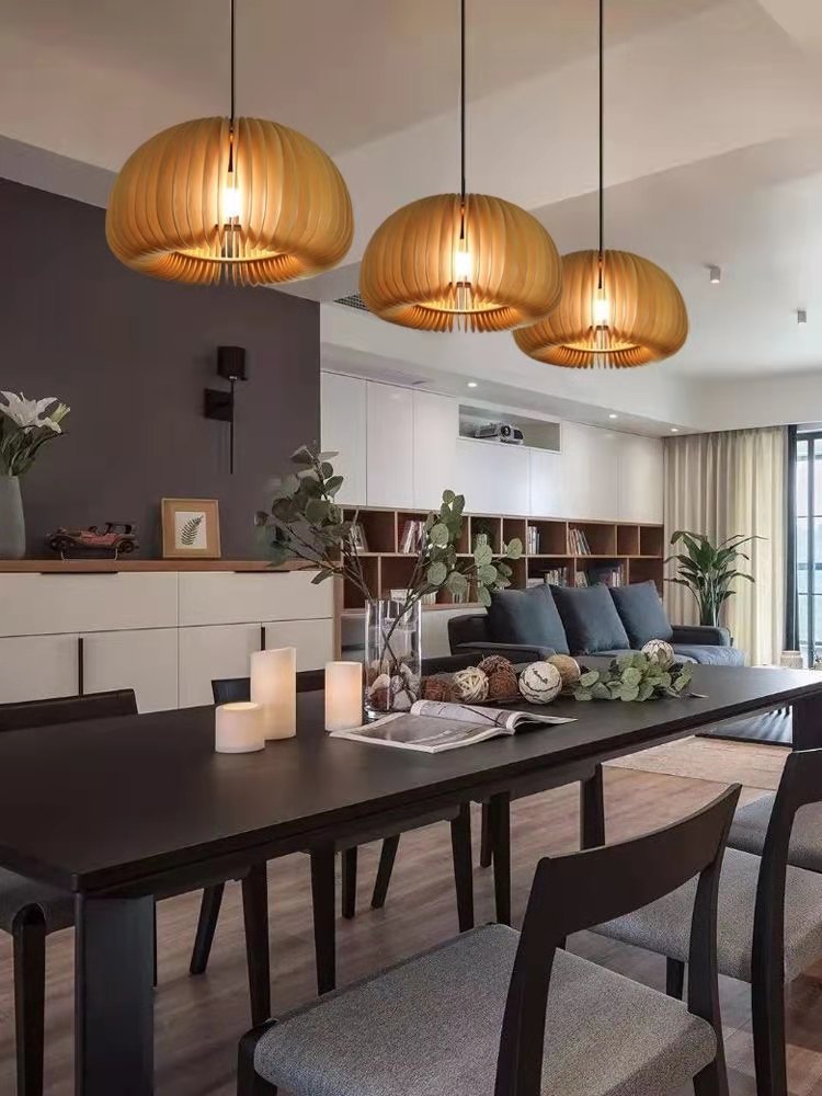 Wood mini pendant light
