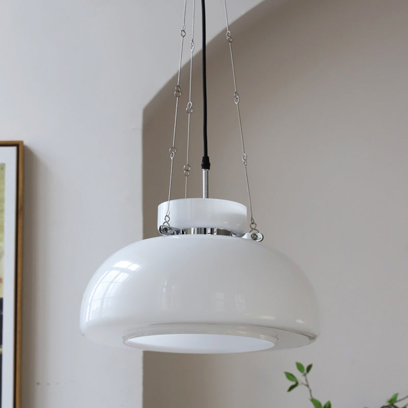 1-Light Semi Dome Pendant Light.Opal Glass