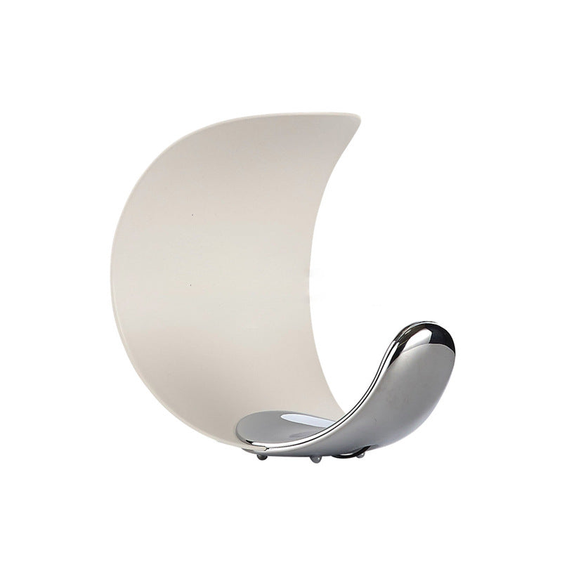 Curl Moon Table Dimmable Matt White Chrome Plated