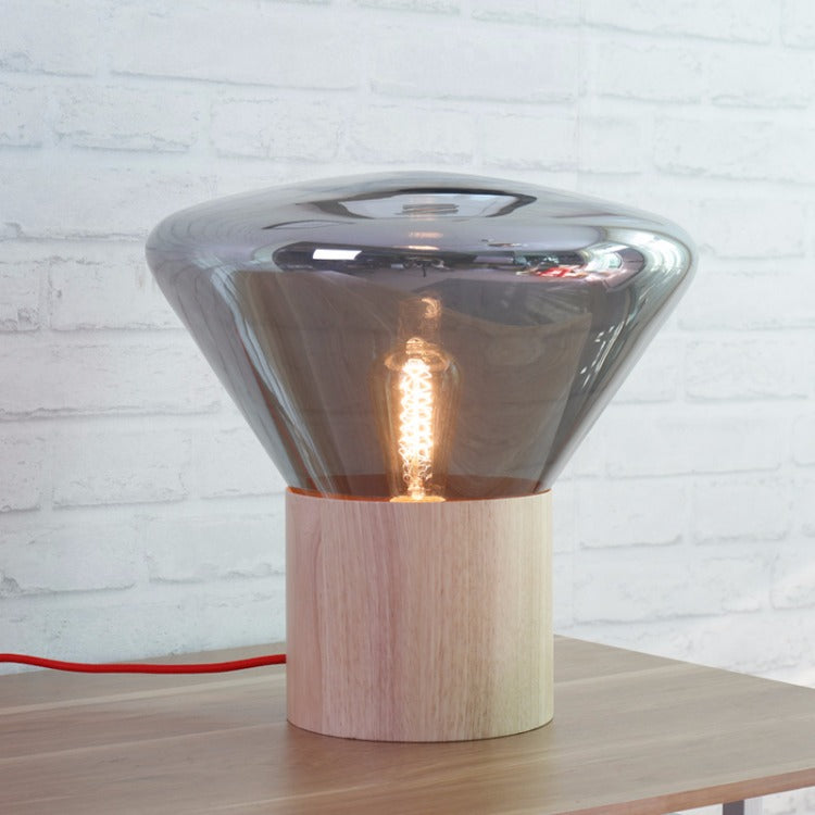 Muffins Wood Base Glass Table Lamp