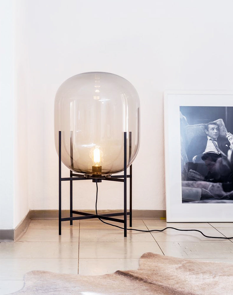 Modern Glass Lantern Standing Table Lamp & Floor Lamp