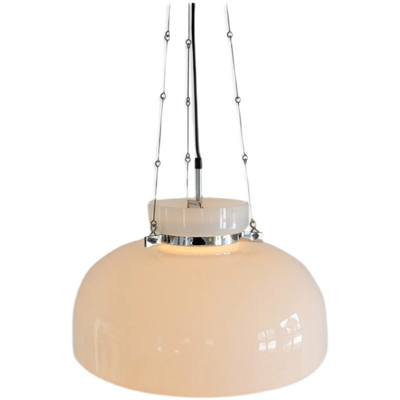 1-Light Semi Dome Pendant Light.Opal Glass