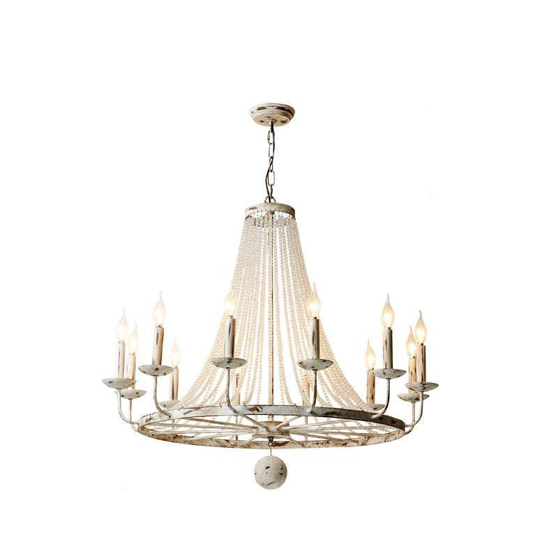 Aged Iron Wrought Crystal Chandelier