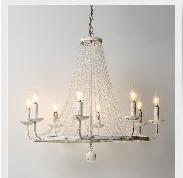 Aged Iron Wrought Crystal Chandelier