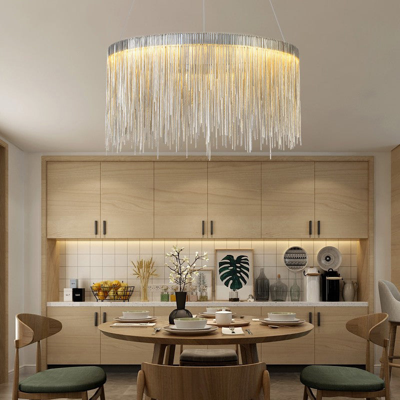 Aluminum chain Stream chandelier