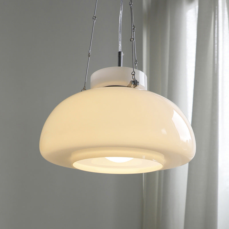 1-Light Semi Dome Pendant Light.Opal Glass