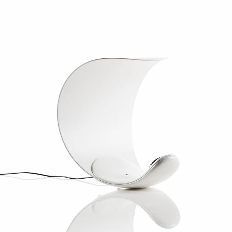 Curl Moon Table Dimmable Matt White Chrome Plated