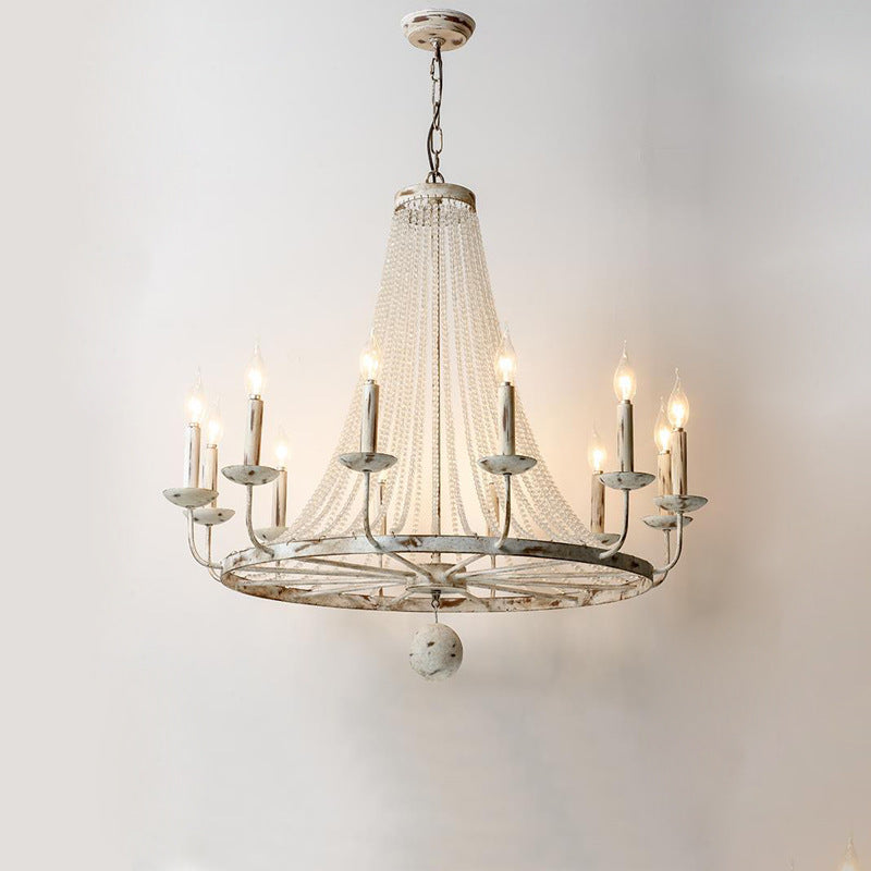 Aged Iron Wrought Crystal Chandelier